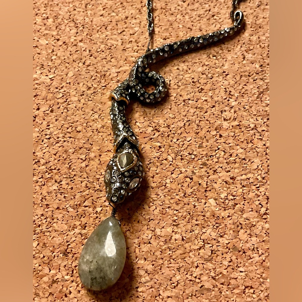 Alexis Bittar Black and Green Pendant Necklace